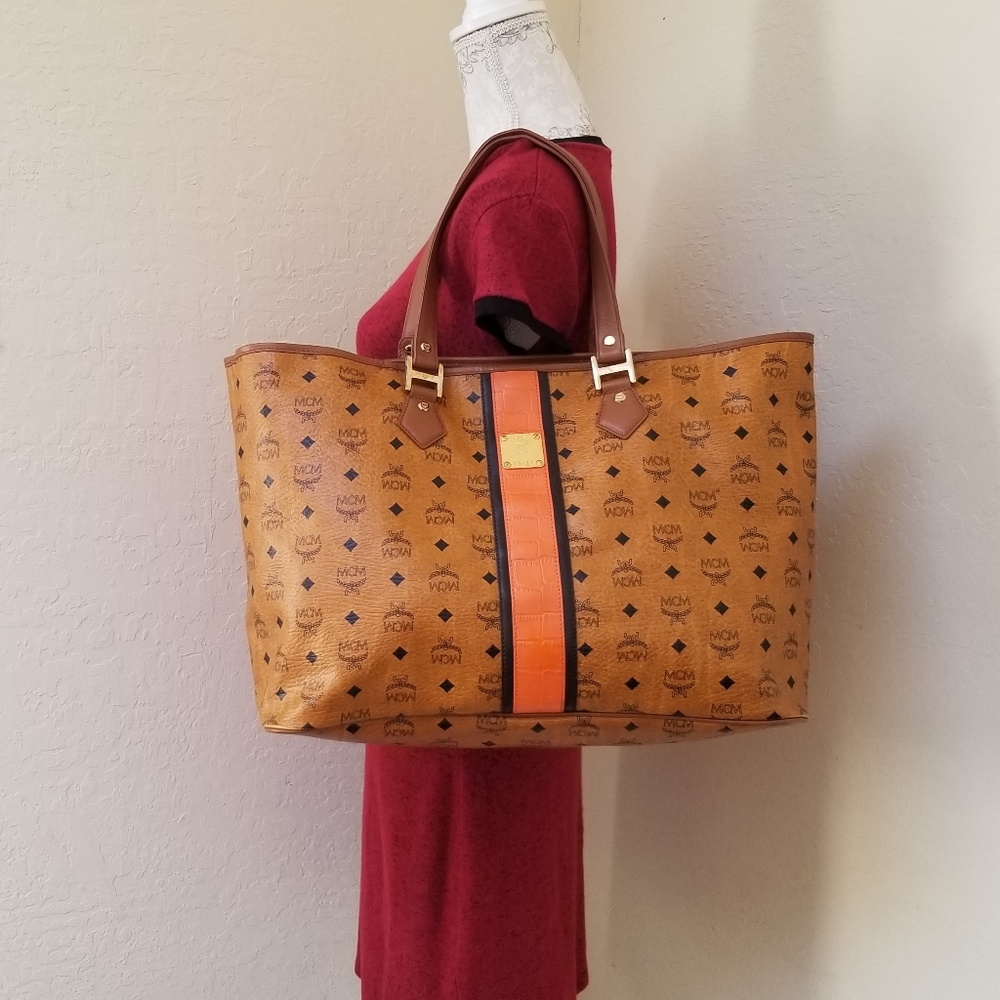 MCM Shopper Brown/Peach Large Tote